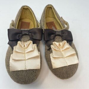 Joyfolie Harlow Mary Jane Shoes Brown Tweed Cream Ruffle